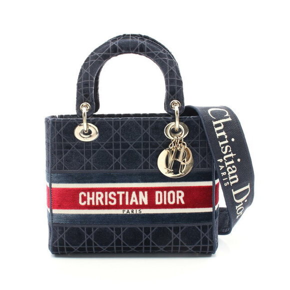 Dior LADY LITE Handbag Navy Blue Multicolor - Picture 1 of 7